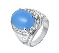 OAKKY Hombre Acero Inoxidable Biker Punk Personalizado Garra Dragón Huevo Azul Piedra Preciosa Perímetro Sticky Zirconia Anillo Talla 19