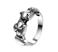 OAKKY Hombre Acero Inoxidable Negro Pica Poker Anillo Vintage Gothic Style Statement Band Punk Biker Joyas Talla 27