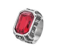 OAKKY Hombre Acero Inoxidable Personalizado Garra Dragón Nublado Multicolor Piedra Preciosa Anillo Biker Punk Halloween Joyería Regalo Rojo Talla 19