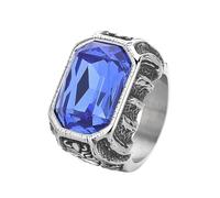 OAKKY Hombre Acero Inoxidable Personalizado Garra Dragón Nublado Multicolor Piedra Preciosa Anillo Biker Punk Halloween Joyería Regalo Azul Oscuro Talla 27