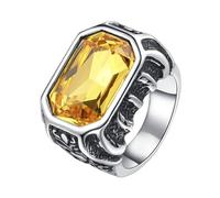 OAKKY Hombre Acero Inoxidable Personalizado Garra Dragón Nublado Multicolor Piedra Preciosa Anillo Biker Punk Halloween Joyería Regalo Amarillo Talla 14