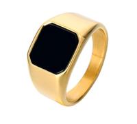 OAKKY Hombre Mujer Acero Inoxidable Ámbar Sintético Lapislázuli Ónix Anillo Punk Gótico Personalizado Hip Hop Banda Joyería Oro Negro Talla 17