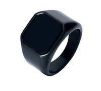 OAKKY Hombre Mujer Acero Inoxidable Ámbar Sintético Lapislázuli Ónix Anillo Punk Gótico Personalizado Hip Hop Banda Joyería Negro Negro Talla 25