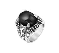 OAKKY Hombre Mujer Acero Inoxidable Anillo Parejas con Piedras Rojas y Negras Garra Dragón Halloween Navidad Cumpleaños Regalo Negro Talla 27