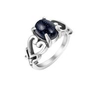 OAKKY Hombre Mujer Acero Inoxidable Esqueletizado Amor Corazón Piedra Preciosa Anillo Pareja Compromiso Matrimonio Banda Promesa Joyería Negro Talla 19