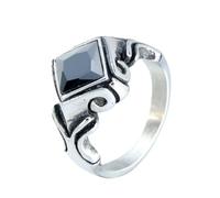 OAKKY Hombre Mujer Acero Inoxidable Rombo Flecha Piedra Preciosa Anillo Punk Gótico Personalizado Hip Hop Banda Joyería Negro Talla 22