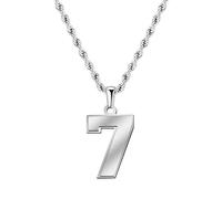 OAKKY Hombres Acero Inoxidable Clásico Plata Atletas Número 00-30 Collares Colgante Deportivo Cadena Béisbol/Baloncesto/Fútbol Equipo Inspiración Joyería Número 7