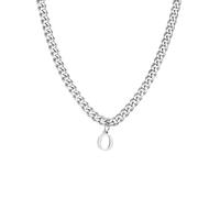 OAKKY Hombres Acero Inoxidable Personalizado Hip Hop Cool Solid Capital Grande Inicial A-Z 26 Letras Script Nombre Monograma Colgante Collar Plata O