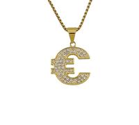 OAKKY Hombres Acero Inoxidable Punk Rock Circón Cúbico Signo Musical Colgante Cuerda Twist Cadena Collar Hip Hop Joyería Oro