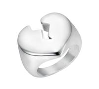 OAKKY Hombres Acero Inoxidable Split Lightning Broken Heart Dome Chunky Ring Punk Pulido Motor Biker Finger Band Plata Talla 25