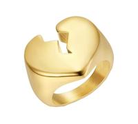 OAKKY Hombres Acero Inoxidable Split Lightning Broken Heart Dome Chunky Ring Punk Pulido Motor Biker Finger Band Oro Talla 22