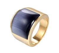 OAKKY Hombres Mujer Acero Inoxidable Piedra Preciosa de Ágata Grande Piedra de Nacimiento Ziron Anillo de Compromiso Encantador Cristal Cóctel de Joyería Oro Púrpura Claro Piedra Talla 27