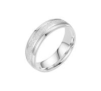 OAKKY Hombres Mujeres Acero Inoxidable Anillo de Banda Centro Cepillado Delicado Minimalista Mate y Brillante Contraste Anillo de Bodas Plata Talla 29