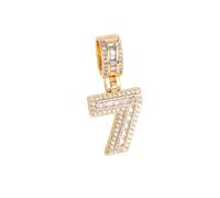 OAKKY Hombres Mujeres Acero Inoxidable Circonita Delicado Números 0-9 Collar Clásico Moderno Colgante Cadena Suéter Regalo Joyería Cumpleaños Oro Número 7