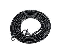 OAKKY Hombres Mujeres Acero Inoxidable Rock Hip Hop Apilable Redondo Cadena Serpiente Huesos Collar 1mm-6mm Plata/Oro/Negro/Rosa Oro Joyería Negro 3mm 55cm