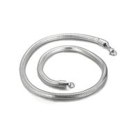 OAKKY Hombres Mujeres Acero Inoxidable Rock Hip Hop Apilable Redondo Cadena Serpiente Huesos Collar 1mm-6mm Plata/Oro/Negro/Rosa Oro Joyería Plata 6mm 55cm