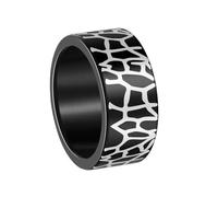 OAKKY Joyería Acero Inoxidable Minimalista Agrietado Anillo Hombre Personalidad Hip Hop Retro 10MM Graduación Matrimonio Anillo Negro Talla 27