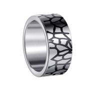 OAKKY Joyería Acero Inoxidable Minimalista Agrietado Anillo Hombre Personalidad Hip Hop Retro 10MM Graduación Matrimonio Anillo Plata Talla 22