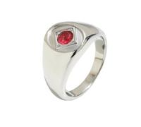 OAKKY Joyería Acero Inoxidable Temperamento Retro Estilo Patrón Geométrico Zirconia Roja Anillos Mujer Cumpleaños Plata Talla 12