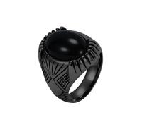 OAKKY Joyería Acero Inoxidable Unisex Retro Punk Piedra Negra Anillos Personalidad Biker Estilo Rudo Regalo Dominante Negro Talla 22