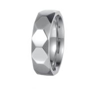 OAKKY Joyería De Acero Inoxidable para Hombres Diseño Geométrico Minimalista Facetado 6mm Pareja Hip Hop Retro Graduación Anillo De Boda Plata Talla 25