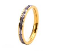 OAKKY Joyería Unisex Elegancia Minimalista Acero Inoxidable Circón De Colores 2.5MM Estrecho Retro Exquisito Anillo De Graduación Oro Púrpura Talla 25