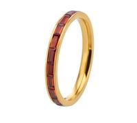 OAKKY Joyería Unisex Elegancia Minimalista Acero Inoxidable Circón De Colores 2.5MM Estrecho Retro Exquisito Anillo De Graduación Oro Rojo Talla 25