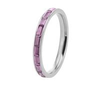 OAKKY Joyería Unisex Elegancia Minimalista Acero Inoxidable Circón De Colores 2.5MM Estrecho Retro Exquisito Anillo De Graduación Plata Púrpura Talla 25