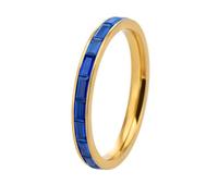 OAKKY Joyería Unisex Elegancia Minimalista Acero Inoxidable Circón De Colores 2.5MM Estrecho Retro Exquisito Anillo De Graduación Oro Azul Talla 25