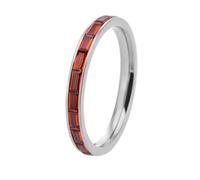 OAKKY Joyería Unisex Elegancia Minimalista Acero Inoxidable Circón De Colores 2.5MM Estrecho Retro Exquisito Anillo De Graduación Plata Rojo Talla 25