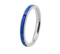 OAKKY Joyería Unisex Elegancia Minimalista Acero Inoxidable Circón De Colores 2.5MM Estrecho Retro Exquisito Anillo De Graduación Plata Azul Talla 25