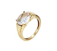 OAKKY Mujer Acero Inoxidable Anillo de Piedra Preciosa Transparente Minimalista Elegante Anillo de Banda con Piedra Sintética Transparente Brillante Talla 12