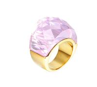 OAKKY Mujer Acero Inoxidable Cristal de Cristal Piedra Preciosa Cúbica Circón Anillo de Cóctel Grueso Joyería de dedo de Boda Brillante Oro Rosa Piedra Talla 14