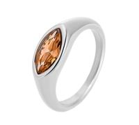 OAKKY Mujer Acero Inoxidable Gema Anillo Sello Corte Fantasía Circón Cúbico Anillo Boda Minimalista Banda Tendenciosa para Uso Diario Plateado Chapado Naranja Talla 27