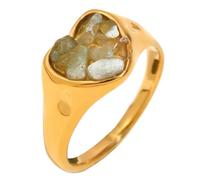 OAKKY Mujer Acero Inoxidable Piedra Triturada Corazón Piedra Preciosa Clásico Vintage Boda Compromiso Statement Anillo Blanco Talla 17