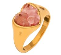 OAKKY Mujer Acero Inoxidable Piedra Triturada Corazón Piedra Preciosa Clásico Vintage Boda Compromiso Statement Anillo Rosa Talla 14