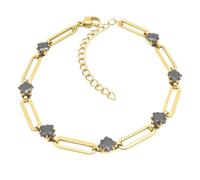 OAKKY Mujer Cuadrado CZ Clip Cadena Pulsera | Acero Inoxidable Cristal Eslabón Pulsera, Minimalista Geométrico Charm, Joya Diaria Apilable