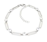 OAKKY Mujer Cuadrado CZ Clip Cadena Pulsera | Acero Inoxidable Cristal Eslabón Pulsera, Minimalista Geométrico Charm, Joya Diaria Apilable