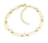 OAKKY Mujer Cuadrado CZ Clip Cadena Pulsera | Acero Inoxidable Cristal Eslabón Pulsera, Minimalista Geométrico Charm, Joya Diaria Apilable