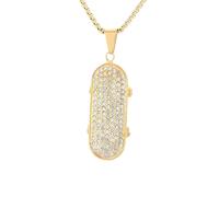 OAKKY No convencional Hip Hop Full-Pavé Cristal Sport Scooter Skateboard Charm Pareja Colgante Collar Hombre Acero Inoxidable con Cadena