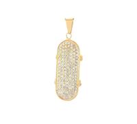 OAKKY No convencional Hip Hop Full-Pavé Cristal Sport Scooter Skateboard Charm Pareja Colgante Collar Hombre Acero Inoxidable Cadena Libre