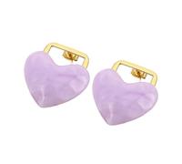 OAKKY Pendientes Mujer Acero Inoxidable Trendy Dulce Fresco Multi-Color Degradado Vacaciones Festival Cumpleaños Corazón Forma Púrpura