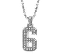 OAKKY Personalidad Clásico Hip Hop Rock Con Destellos Diamantados CZ 0-9 Número de Ángel Collar Unisex Acero Inoxidable Retro Numerología Romana Joyería Plata 6