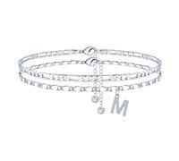 OAKKY Pulsera Dije Inicial Personalizada Para Mujer Plateado M