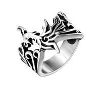 OAKKY Retro Fénix Dios Pájaro Afortunado Amuleto Anillo Unisex Acero Inoxidable Punk Biker Band Mitología Antigua Bestia Reina Real Plata Tamaño 14