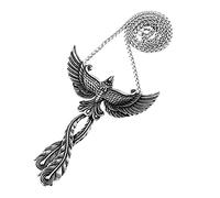 OAKKY Retro Pájaro Misterioso Fénix Tótem Colgante Amuleto Collares Hombre Acero Inoxidable Reina Real Símbolo Plata 23.6inch Cadena