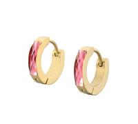 OAKKY Único Simple Hip Hop Fino Cool Colorido Cristal Pequeño Huggie Hoop Pendiente de Pareja en Forma de C Unisex Pendiente de Acero Inoxidable Clip de Gancho Rosa Oro