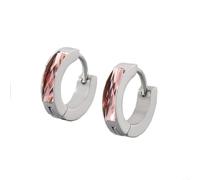 OAKKY Único Simple Hip Hop Fino Cool Colorido Cristal Pequeño Huggie Hoop Pendiente de Pareja en Forma de C Unisex Pendiente de Acero Inoxidable Clip de Gancho Rosa Claro Plata