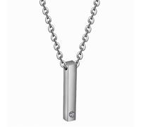 OAKKY Unisex Acero Inoxidable Circonita Cúbica 3D Barra Vertical Colgante Pareja Collar Charm Joyería RegaloHombre Plata