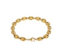 OAKKY Unisex Acero Inoxidable Collar de Cadena de Botón Ovalado de Grano de Café Hip Hop Encanto Pulseras de Nariz de Cerdo Joyería de Motociclista Oro de 5MM 21CM